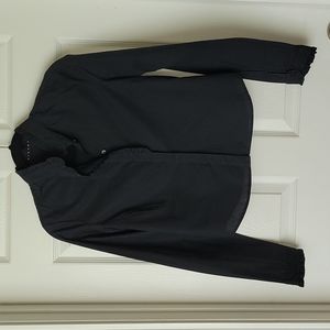 Sisley black shirt with ruffles details on the sleeves, collar and front buttons